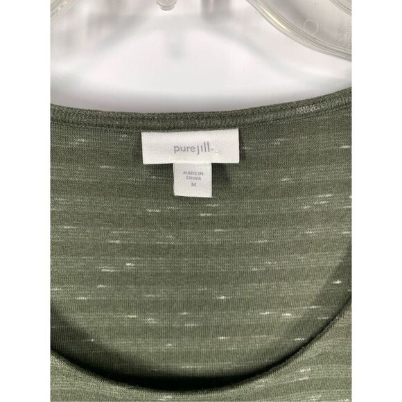 Pure Jill Women's Striped Pullover Long Sleeve Dress Olive Green Size Medium - Picture 3 of 7